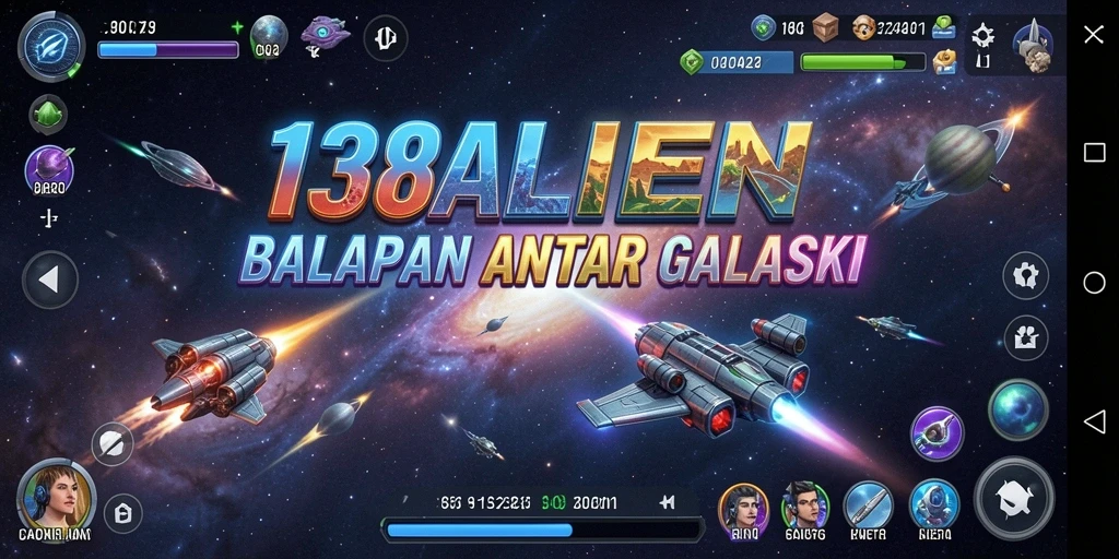 Screenshot 138ALIEN menunjukkan balapan seru di luar angkasa.