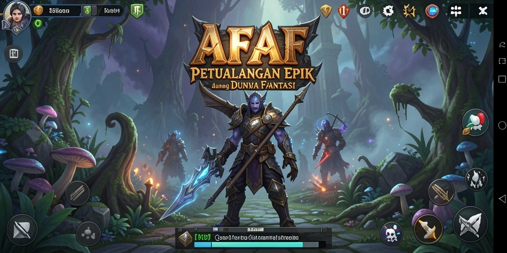 Screenshot AFAF menampilkan pertarungan seru dan karakter unik dalam dunia RPG.