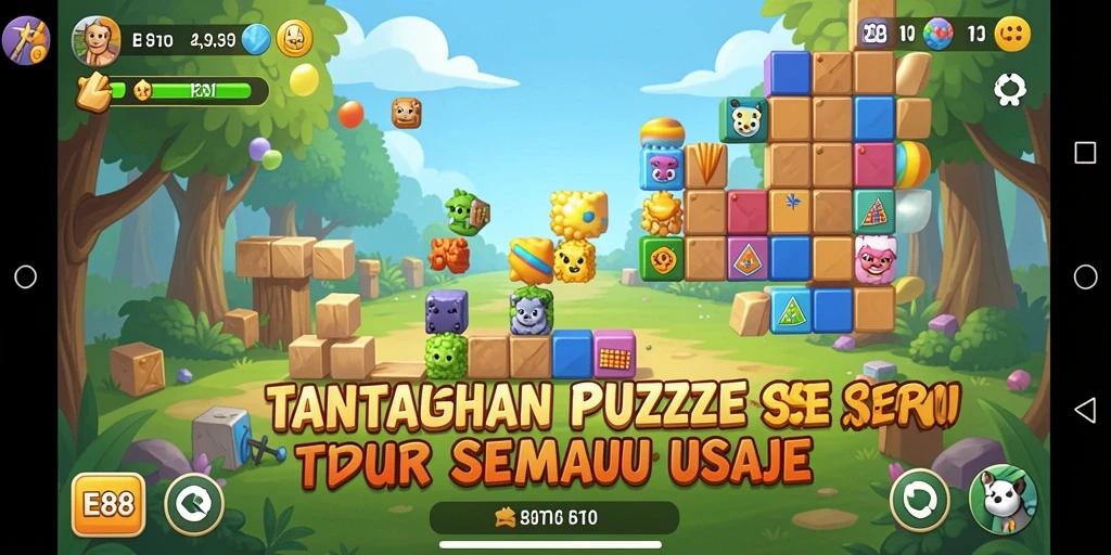 Tampilan gameplay E88 dengan berbagai level menantang puzzle.