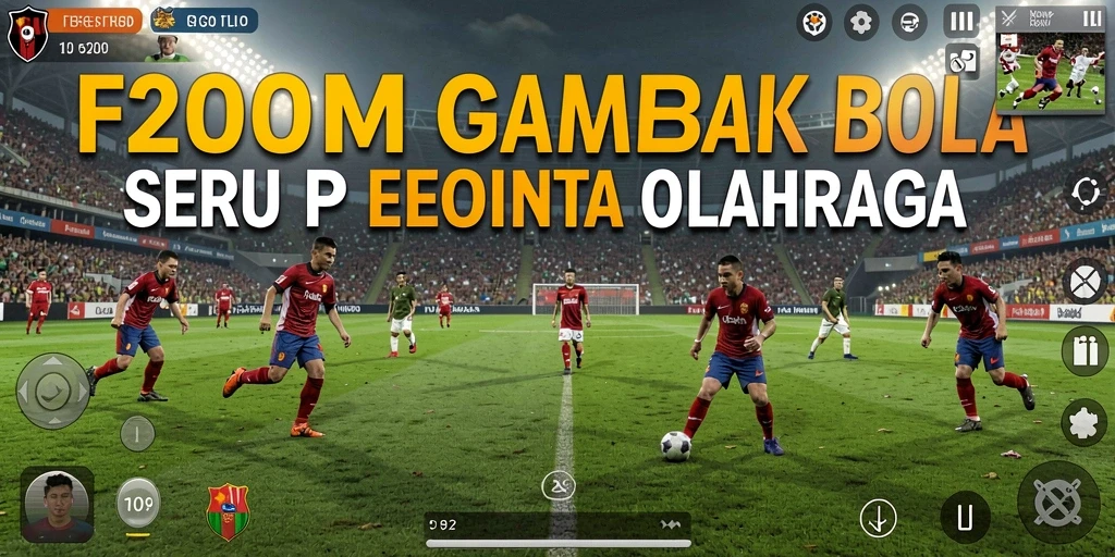 Screenshot F200M menampilkan aksi sepak bola yang mendebarkan.