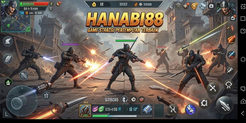 Screenshot gameplay seru HANABI88 yang menunjukkan pertempuran strategis.