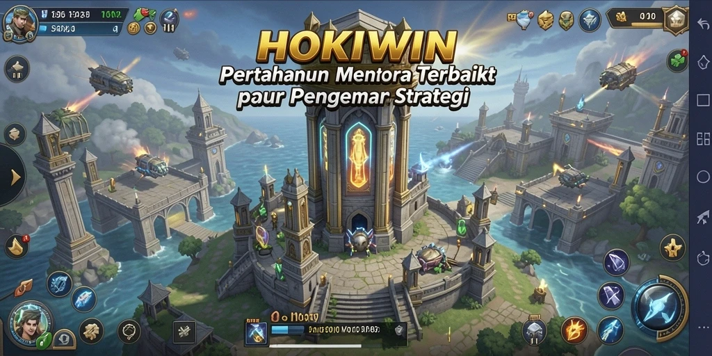 Gameplay HOKIWIN menampilkan aksi seru dari menara pertahanan.