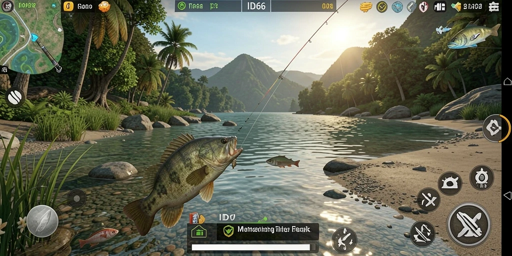 Menampilkan gameplay seru memancing dengan berbagai jenis ikan.