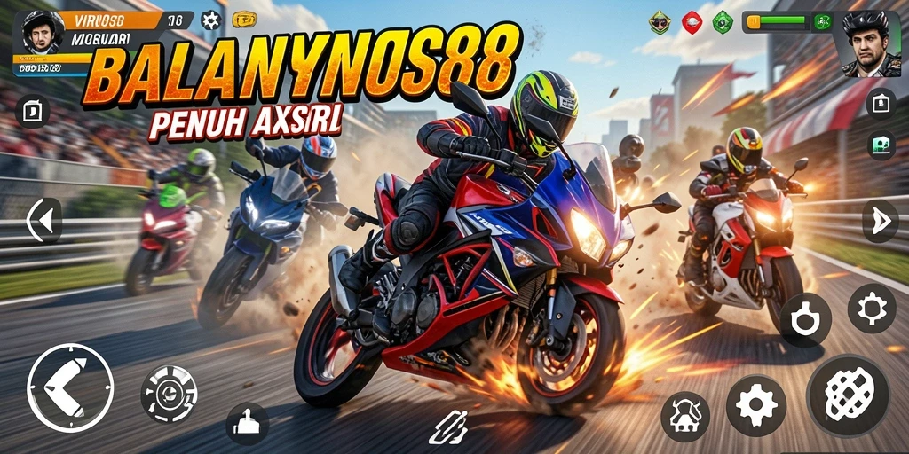 Tampilan gameplay menegangkan dari VIRUS88 saat balapan motor.